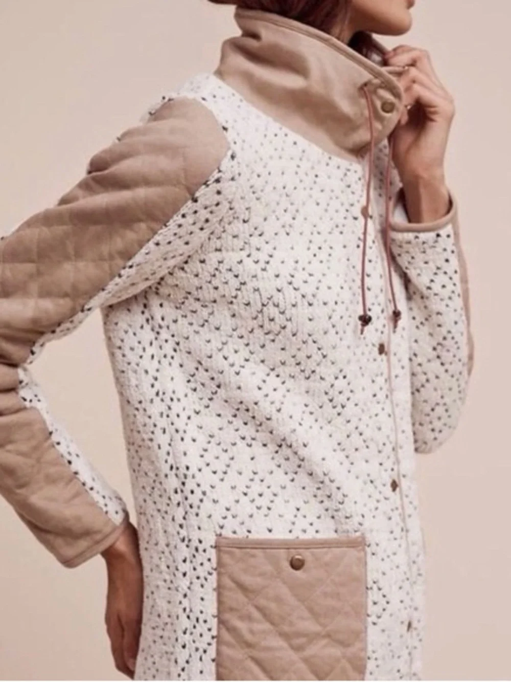 Sleeping on Snow Anthropologie Cream & Tan Contrast Women's Jacket - Picture 2 of 15